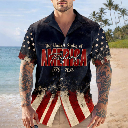 Joycorners Custom Name God Bless America Eagle Patriotic Freedom Hawaiian Shirt