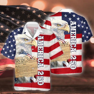 Joycorners Eagle America Independence Day Cool Hawaiian Shirt, USA Patriotic Outfit