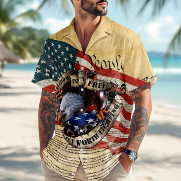 Joycorners Freedom Isn’t Free Patriotic Hawaiian Shirt, American Eagle Freedom Apparel
