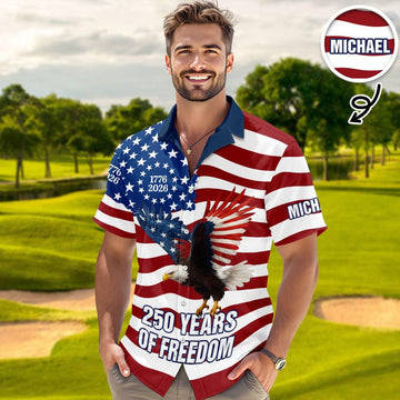 Joycorners Personalized 250 Years Of Freedom Eagle Betsy Hawaiian Shirt, Patriotic Outfit