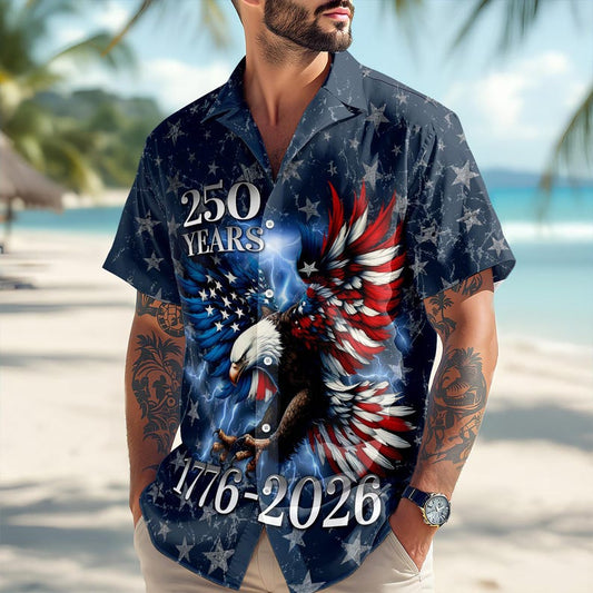 Joycorners Personalized 250th Anniversary Eagle Navy Freedom Hawaiian Shirt