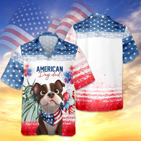 Joycorners Personalized America Dog Dad Patriotic Hawaiian Shirt, USA Freedom Apparel