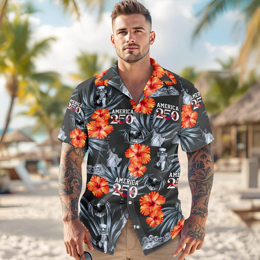 Joycorners Personalized American 250th Anniversary Patriotic Hawaiian Shirt, USA Freedom Apparel
