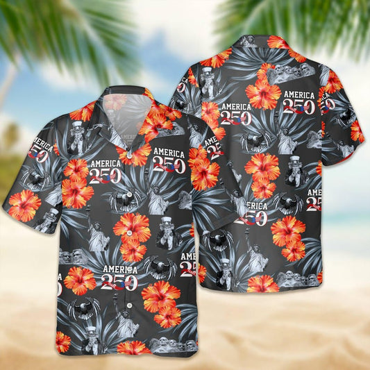 Joycorners Personalized American 250th Anniversary Patriotic Hawaiian Shirt, USA Freedom Apparel