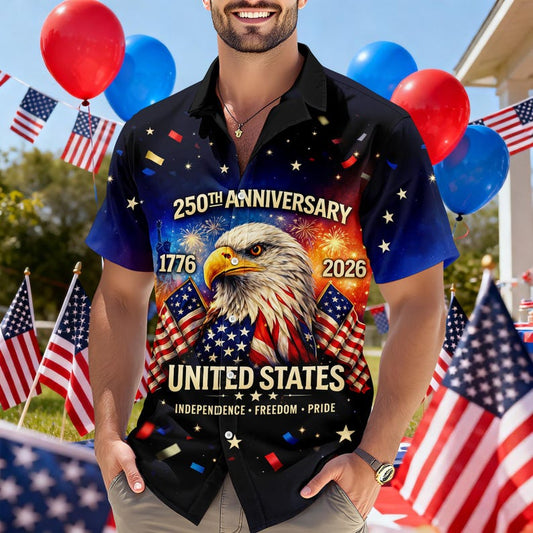 Joycorners Personalized Happy 250th Anniversary United States Hawaiian Shirt