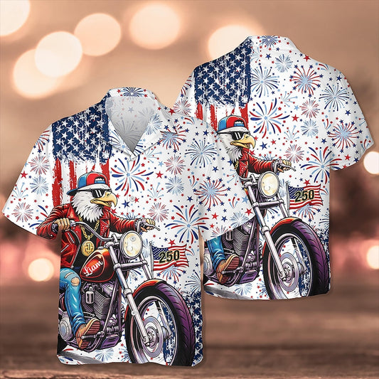 Joycorners Personalized Name Eagle USA Flag Hawaiian Shirt, Patriotic Freedom Apparel