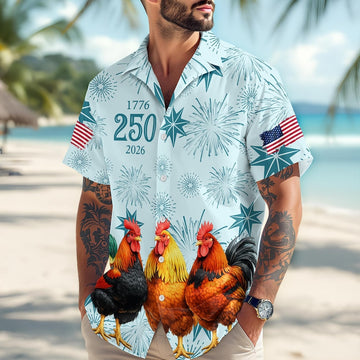Joycorners Personalized USA 250 Anniversary Farmer Horse Lover Blue Hawaiian Shirt