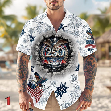 Joycorners Personalized USA 250 Anniversary Eagle Semiquincentennial Hawaiian Shirt Style 1