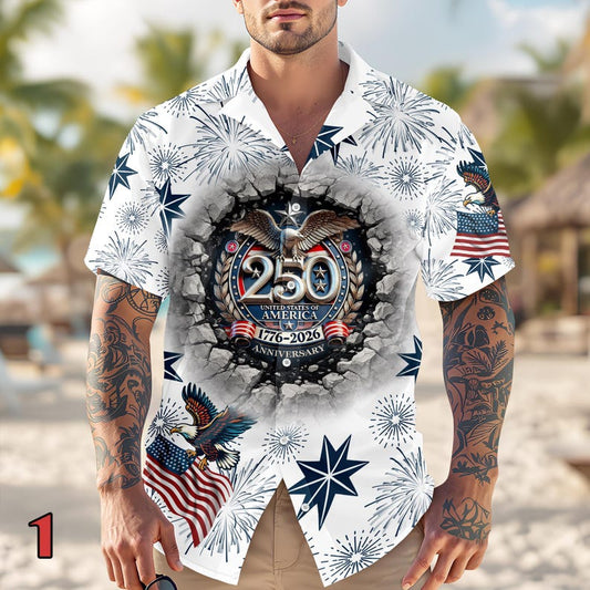 Joycorners Personalized USA 250 Anniversary Eagle Semiquincentennial Hawaiian Shirt Style 1