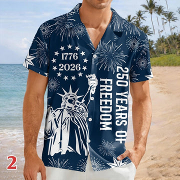 Joycorners Personalized USA 250 Years Of Independence Hawaiian Shirt Style 2, Freedom Apparel