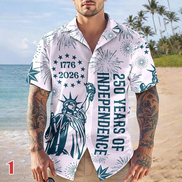 Joycorners Personalized USA 250 Years Of Independence Hawaiian Shirt Style 1, Patriotic Gift