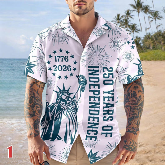 Joycorners Personalized USA 250 Years Of Independence Hawaiian Shirt Style 1, Patriotic Gift