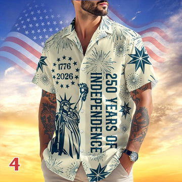 Joycorners Personalized USA 250 Years Of Independence Hawaiian Shirt Style 4, Patriotic Outfit