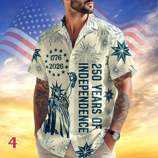 Joycorners Personalized USA 250 Years Of Independence Hawaiian Shirt Style 4, Patriotic Outfit