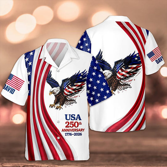 Joycorners Personalized USA 250th Anniversary 1776-2026 Hawaiian Shirt, American Freedom Apparel