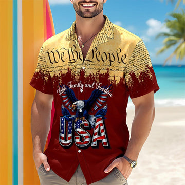 Joycorners Personalized We The People 250 America Hawaiian Shirt Style 2, Freedom Celebration Gift