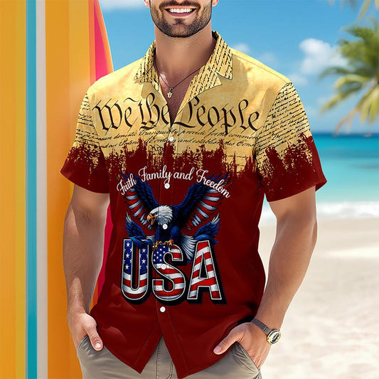 Joycorners Personalized We The People 250 America Hawaiian Shirt Style 2, Freedom Celebration Gift