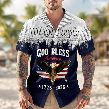 Joycorners Personalized We The People 250 America Hawaiian Shirt Style 1, Patriotic USA Apparel