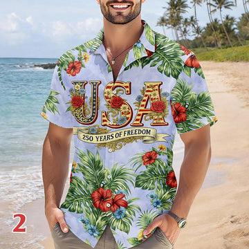 Joycorners USA 250 Years Of Freedom Patriotic Hawaiian Shirt Style 2, 1776-2026 Freedom Gift