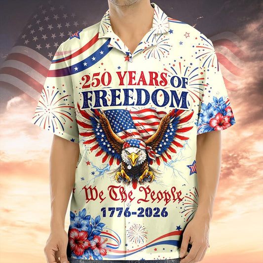 Joycorners We The People 250 Years Of Freedom Yellow Patriotic Hawaiian Shirt, USA Independence Day Apparel