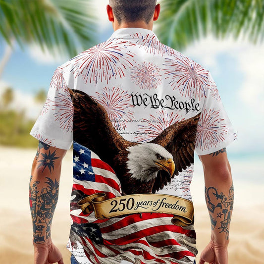 Joycorners We The People 250 Years Of Freedom White Patriotic Hawaiian Shirt