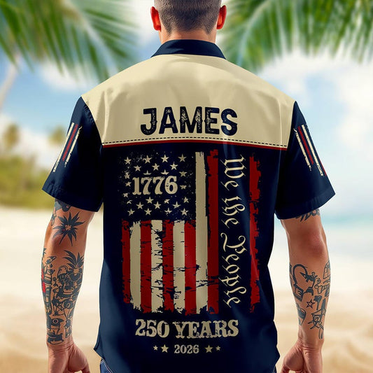 Joycorners We The People 1776-2026 Blue Independence Day Hawaiian Shirt