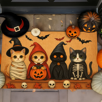 Joycorners Cute Halloween Cat Doormat, Cat Squad, Spooky Doormat For Home Decor Housewarming Gift, Welcome Mat Gift For Cat Lovers LM0210