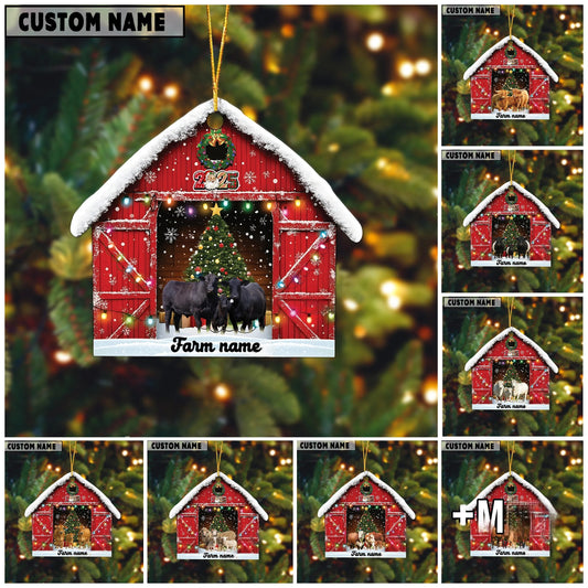 Joycorners Personalized Farm Name Cow Christmas Barn Ornament Acrylic Ornament (14 Breed Options)