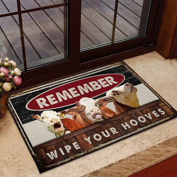 Joycorners Hereford Cattle Wipe Your Hooves Doormat