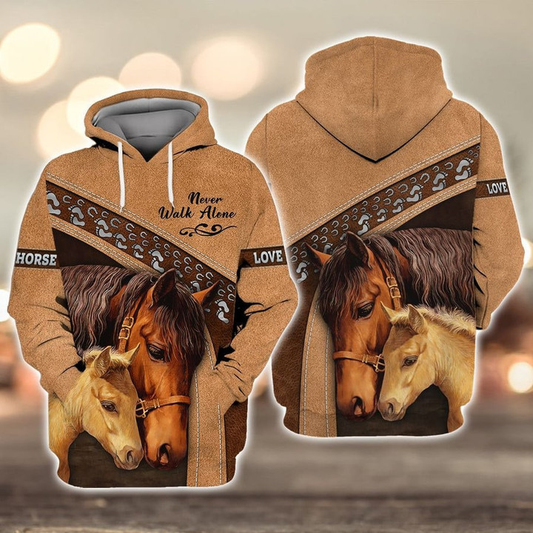 Joycorners Horse Lovers Never Walk Alone 3D Hoodie