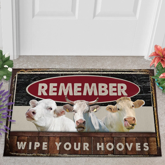 Joycorners Charolais Cattle Wipe Your Hooves Doormat