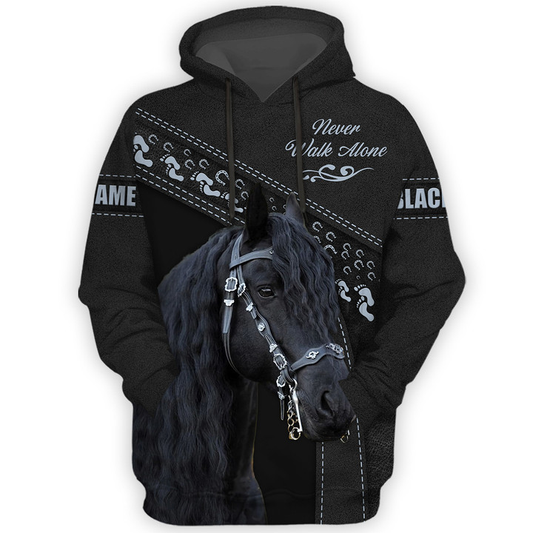 Joycorners Custom Name Horse Lovers Never Walk Alone 3D Hoodie