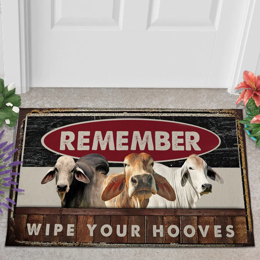 Joycorners Brahman Cattle Wipe Your Hooves Doormat