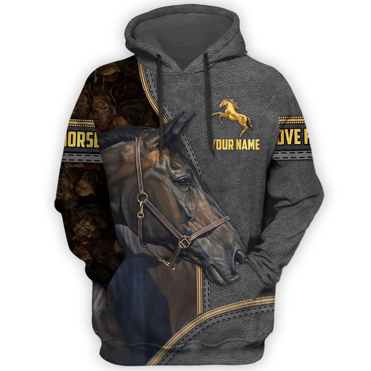 Joycorners Custom Name Horse Lovers 3D Hoodie