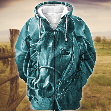 Joycorners Horse Art Teal Version 3D Hoodie