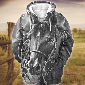 Joycorners Horse Art Gray Version 3D Hoodie