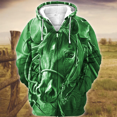 Joycorners Horse Art Green Version 3D Hoodie