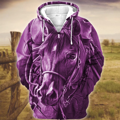 Joycorners Horse Art Purple Version 3D Hoodie