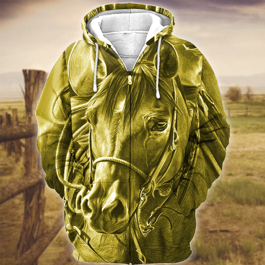 Joycorners Horse Art Yellow Version 3D Hoodie