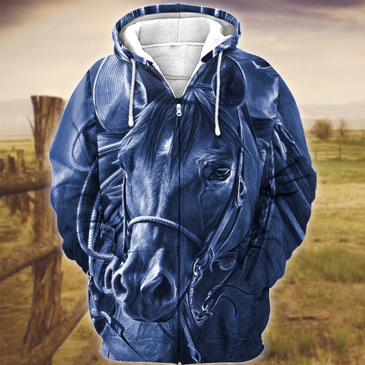 Joycorners Horse Art Blue Version 3D Hoodie