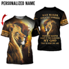 Joycorners Custom Name Lion Cross Light Way Maker Miracle Worker Jesus 3D Shirt