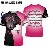 Joycorners Custom Name Lion Cross Light Way Maker Miracle Worker Jesus 3D Shirt