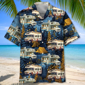 Joycorners Camping Car Night Forest Hawaiian Shirt