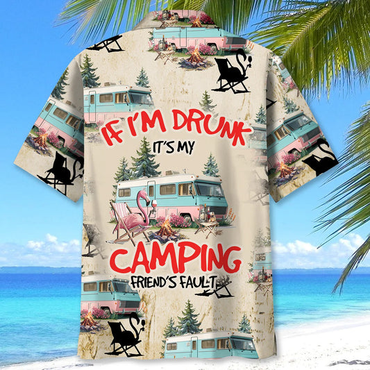 Joycorners Retro Camper And Campfire Drinking Hawaiian Shirt