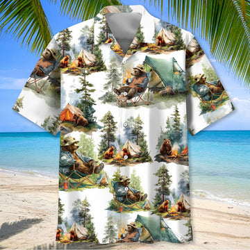 Joycorners Camping Bear Chill Forest Hawaiian Shirt