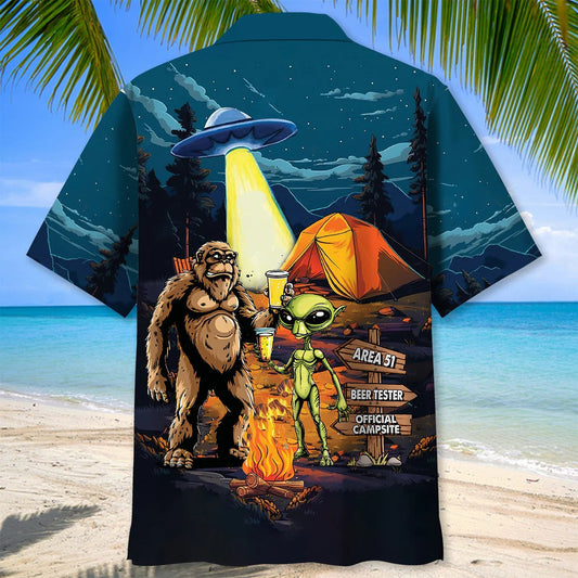 Joycorners Camping Alien Bigfoot Area 51 Hawaiian Shirt