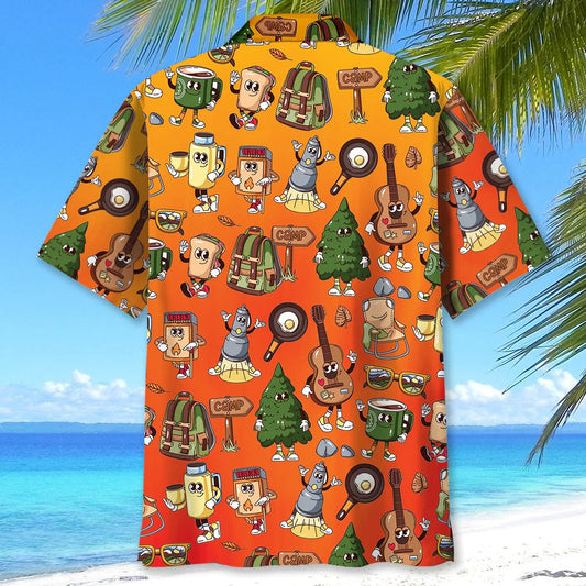 Joycorners Funny Camping Cartoon Hawaiian Shirt