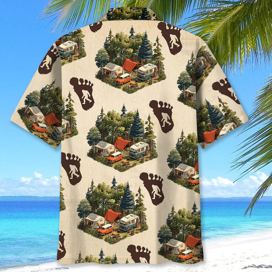 Joycorners Retro Camping With Bigfoot Tracks Hawaiian Shirt