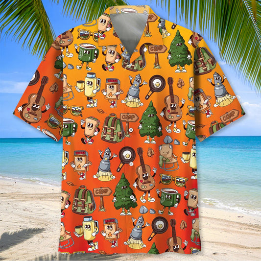 Joycorners Funny Camping Cartoon Hawaiian Shirt