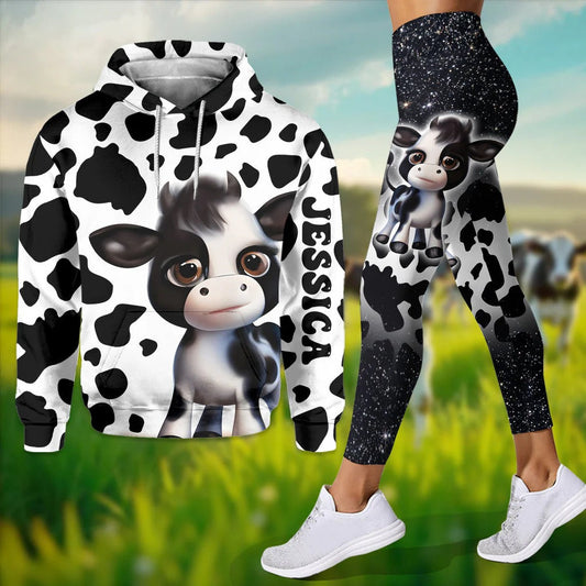Joycorners Personalized Moody Baby Cow - Highland Cow Hoodie and Leggings LM2811